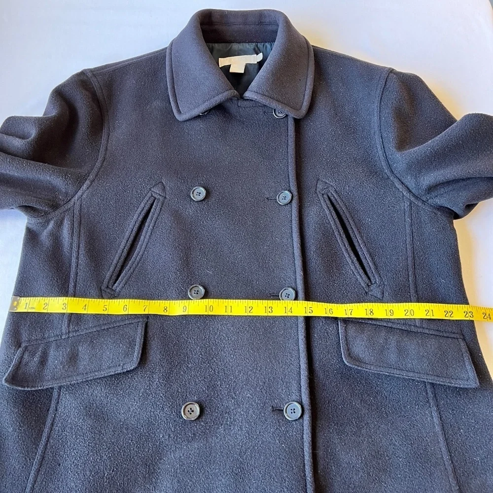 *FIRM PRICE* J. Crew Wool Cashmere Blend Cropped Pea Coat Navy sz L - Picture 4 of 13